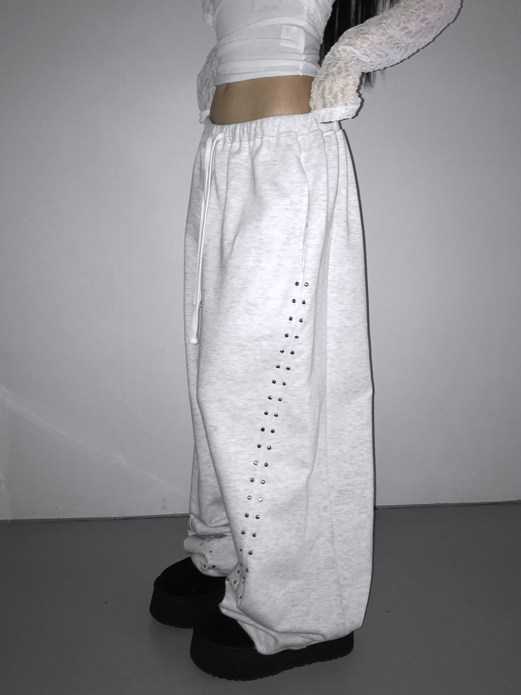 Studded Wide-Leg Sweatpants