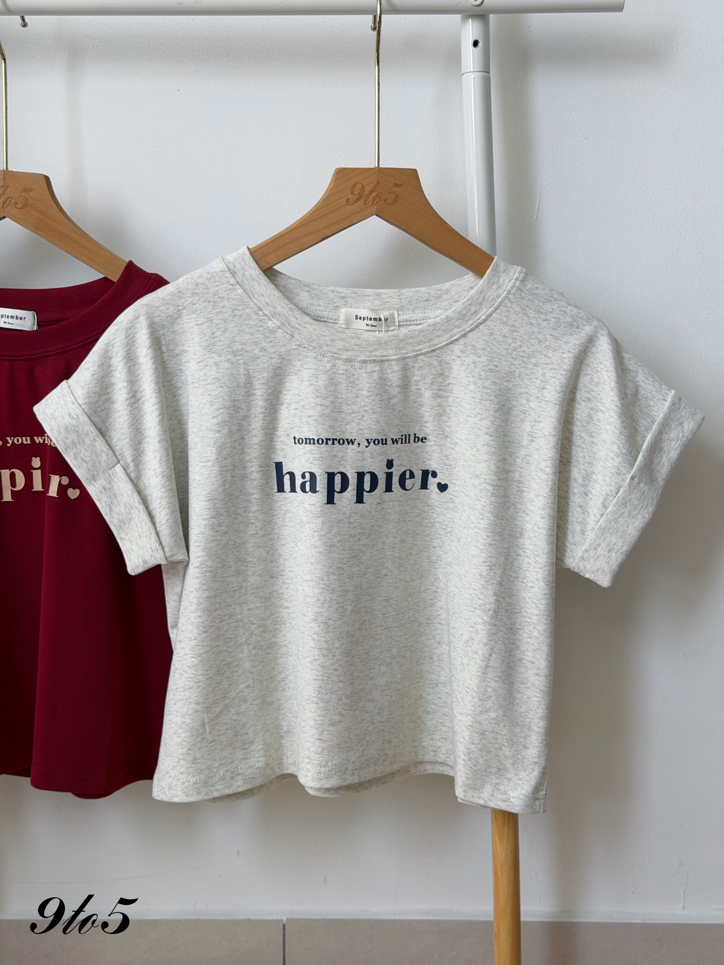 T4475 Cape Sleeve Wording Crop Tee - 4 Colors 