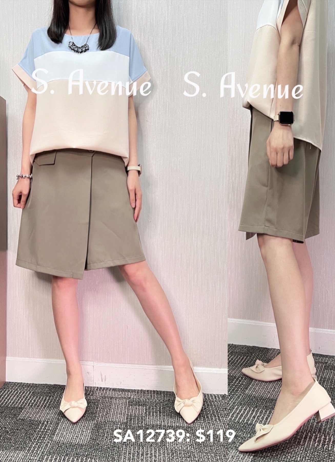 SA12739: 半截不規腳靚料短裙褲