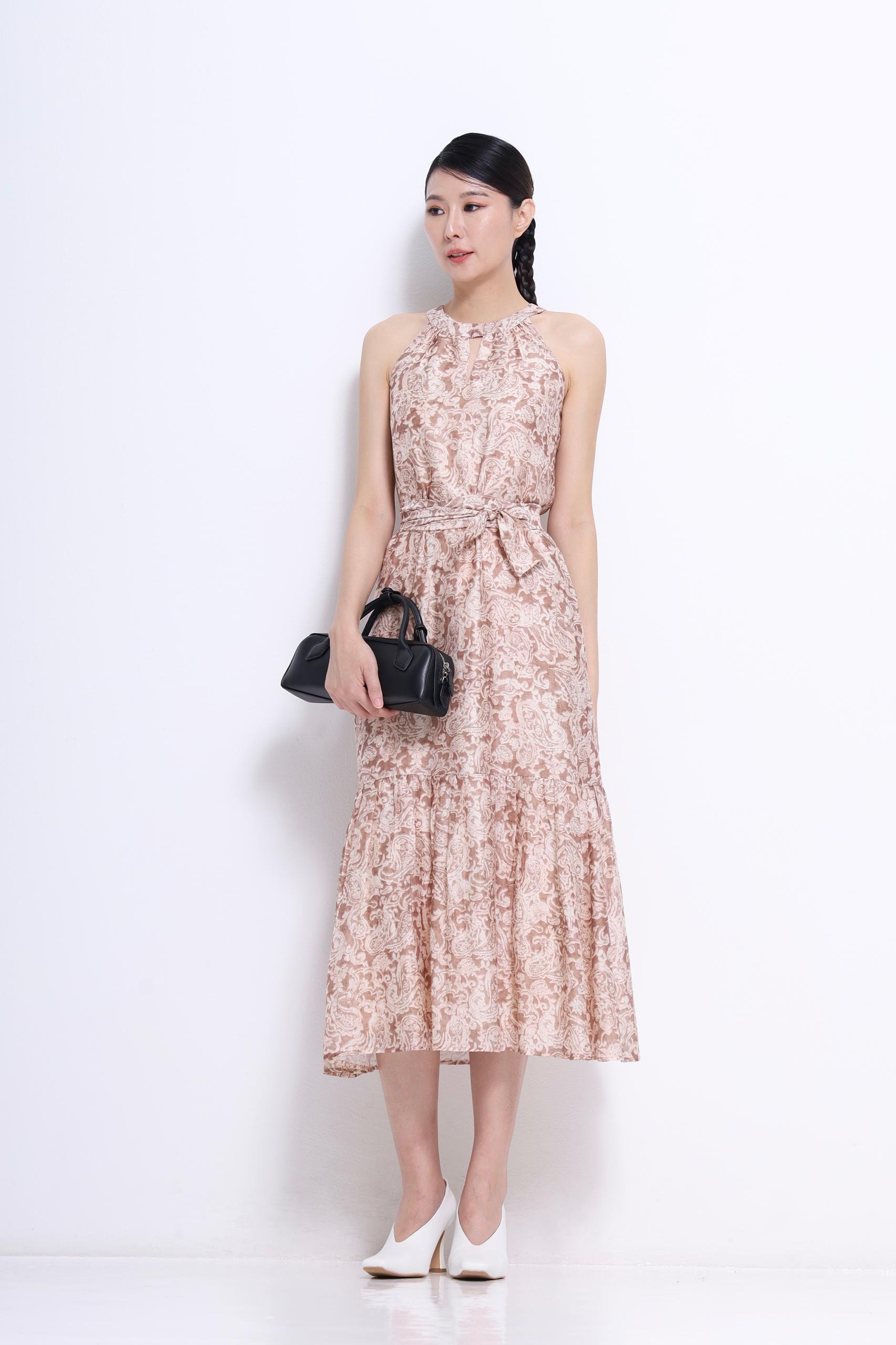 CD2142 FLORAL SHEER CUT IN MAXI DRESS