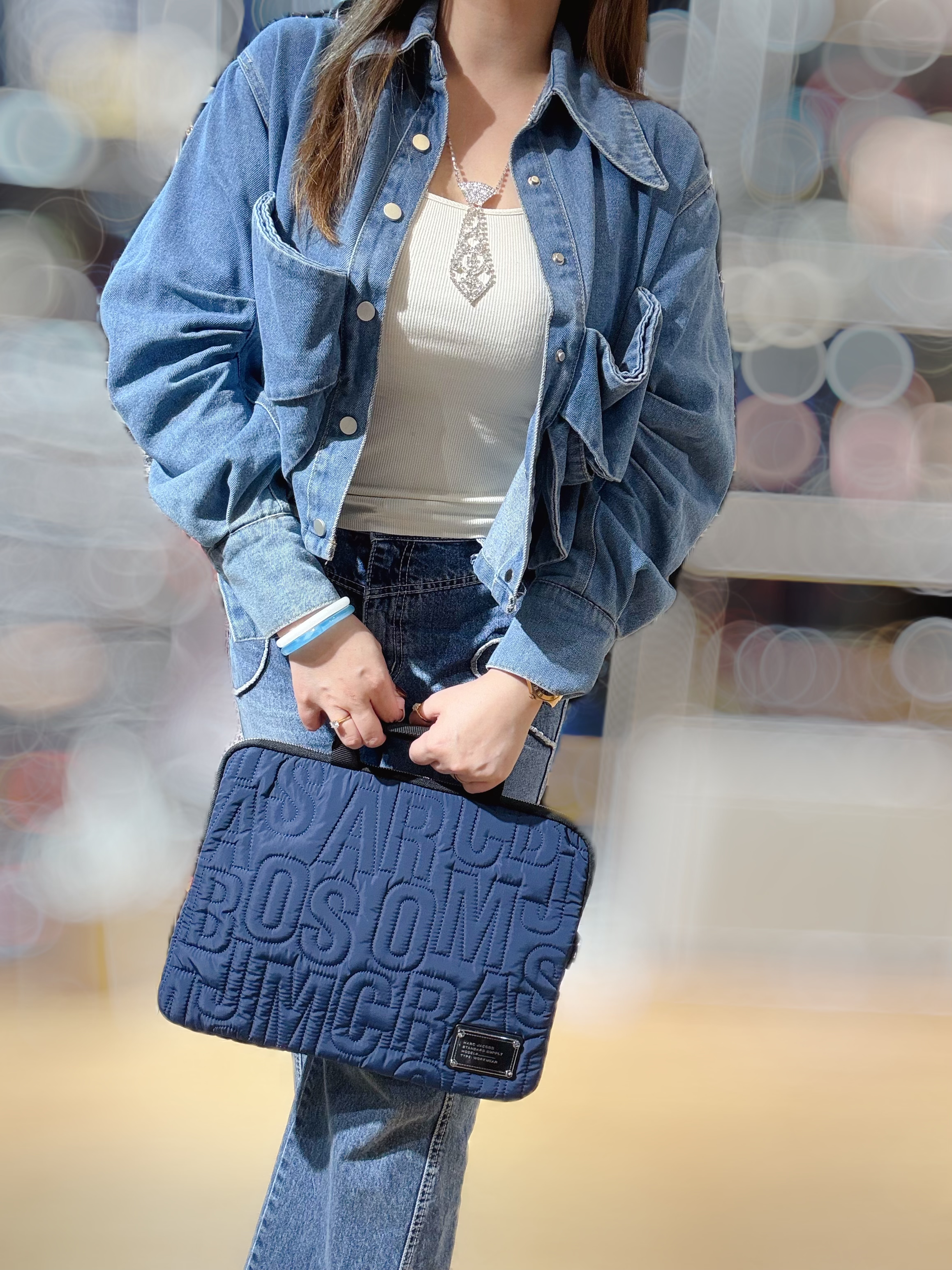 Marc Jacobs laptop bag quilted/navy