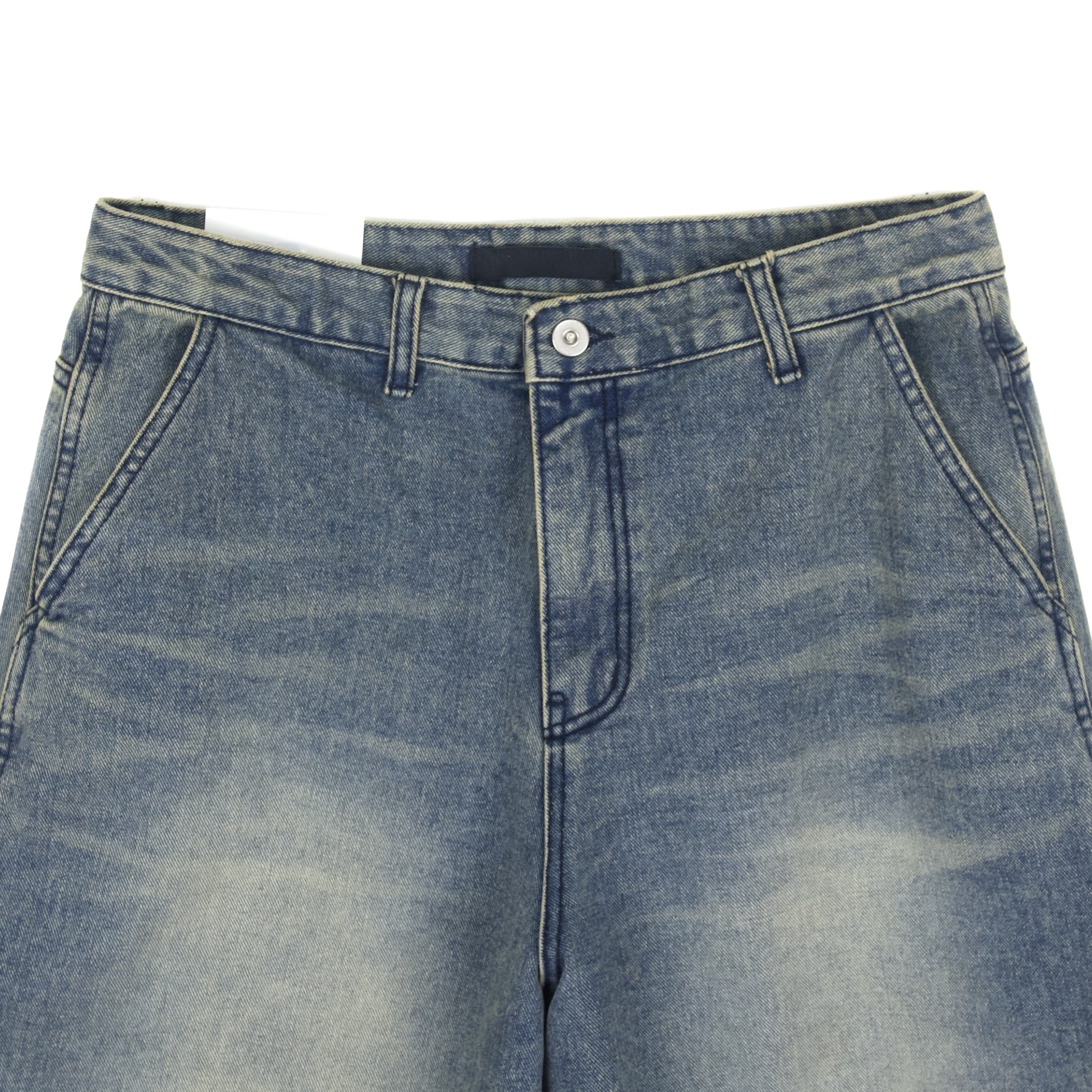 Washed Cargo Denim Bermuda Shorts