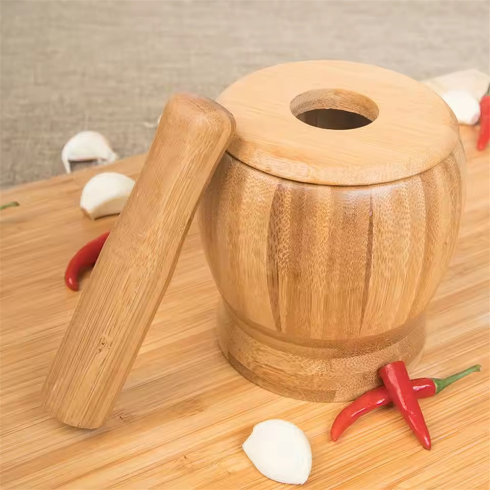 楠竹搗磨缽 研磨罐 搗碎樁 搗蒜 中藥磨粉 碾碎器 小號 [平行進口] HK2742