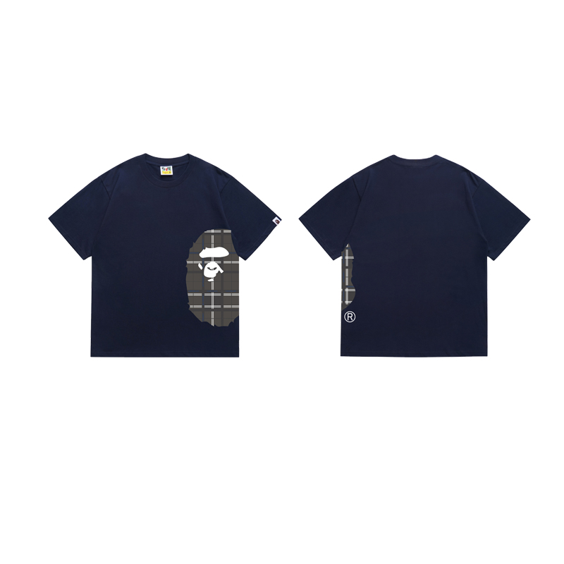 Bape Logo Check Side Big Ape Head Tee
