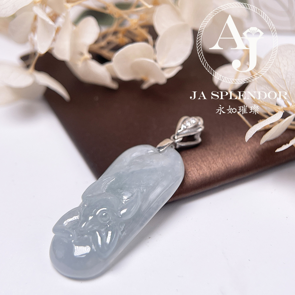 JNS-344 天然翡翠A玉-福到蝙蝠純銀吊墜