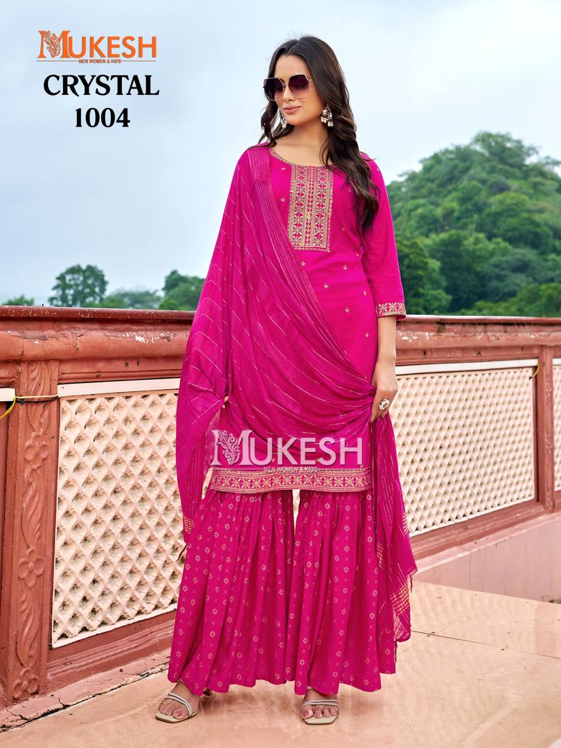 CRYSTAL  KURTI + SHARARA+ DUPATTA