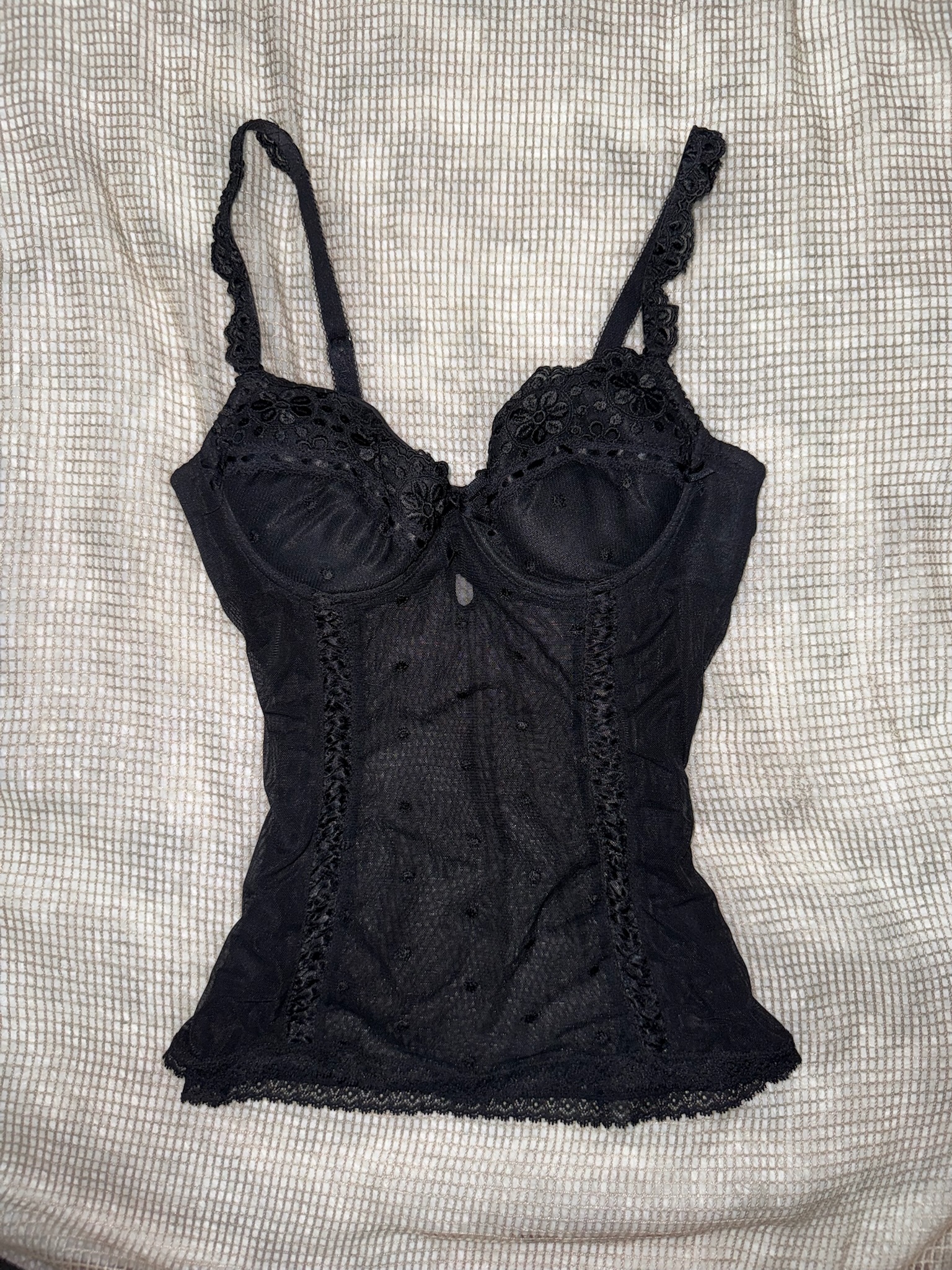 Black Underwire Mesh Basque