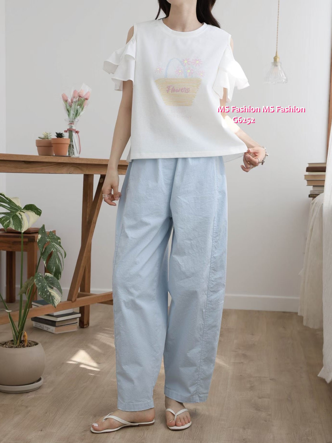 G6252 韓國🇰🇷靚print露肩top