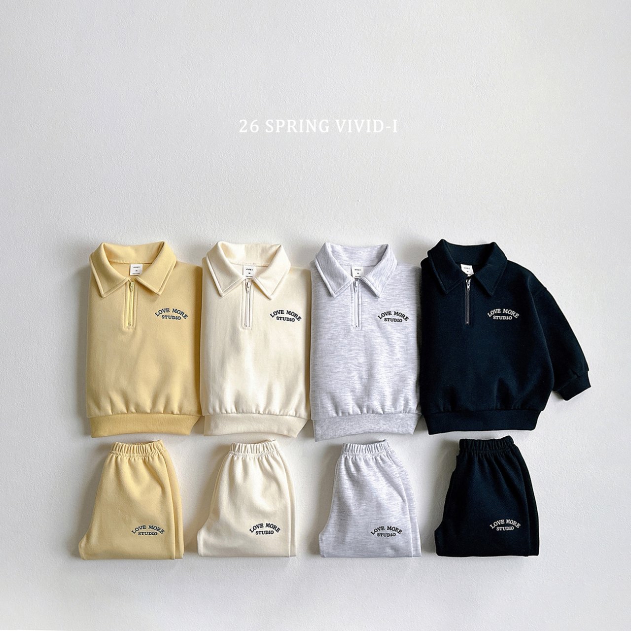 🌸預訂 韓國直送🌸🇰🇷VIVIDI四色字母刺繡半拉鍊翻領上下套裝