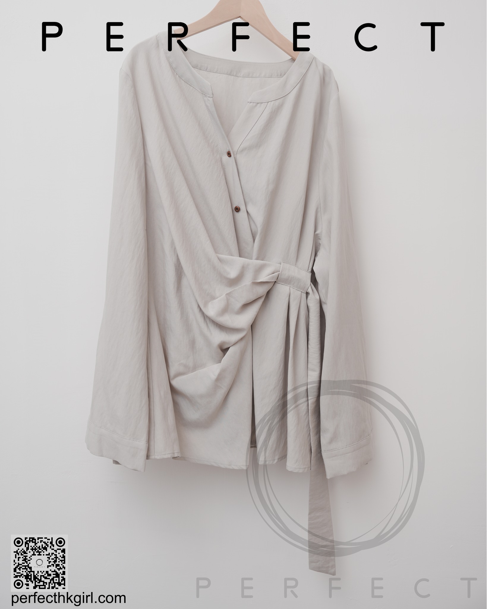 T0007_氣質自帶腰帶隨性上衣（氣質灰）