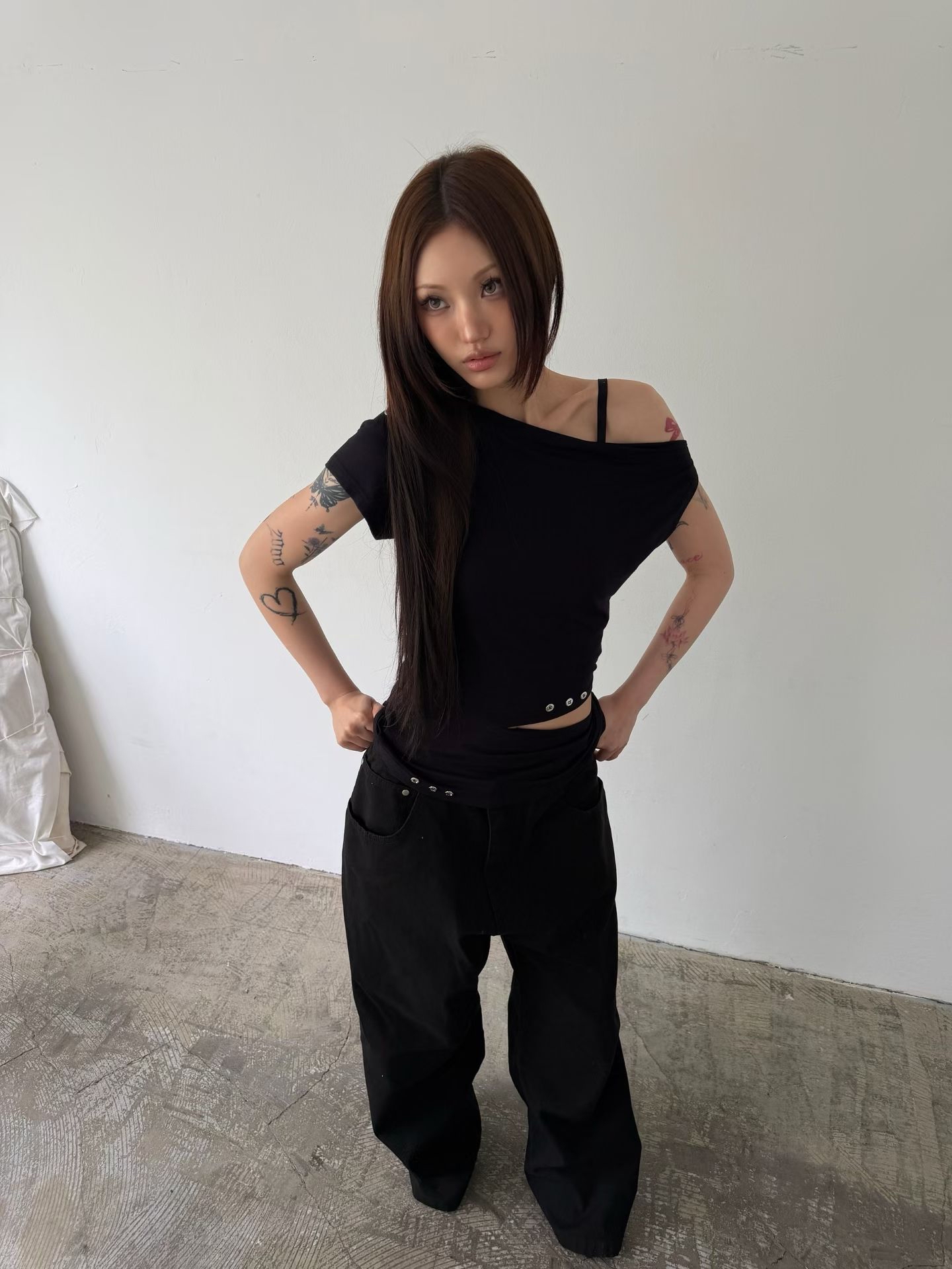Asymmetric Ruched Cutout Top