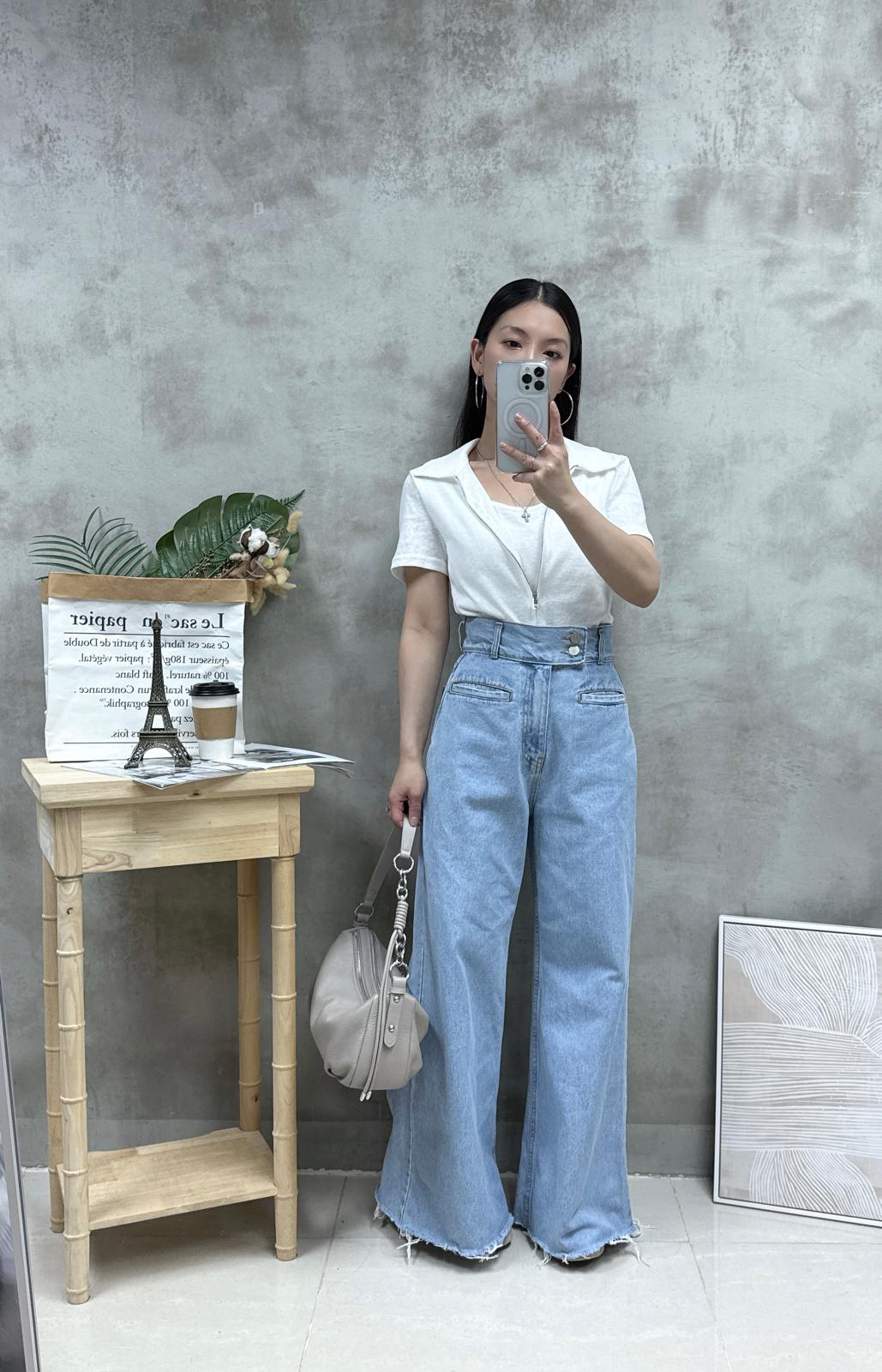 假兩件雙拉鏈Top