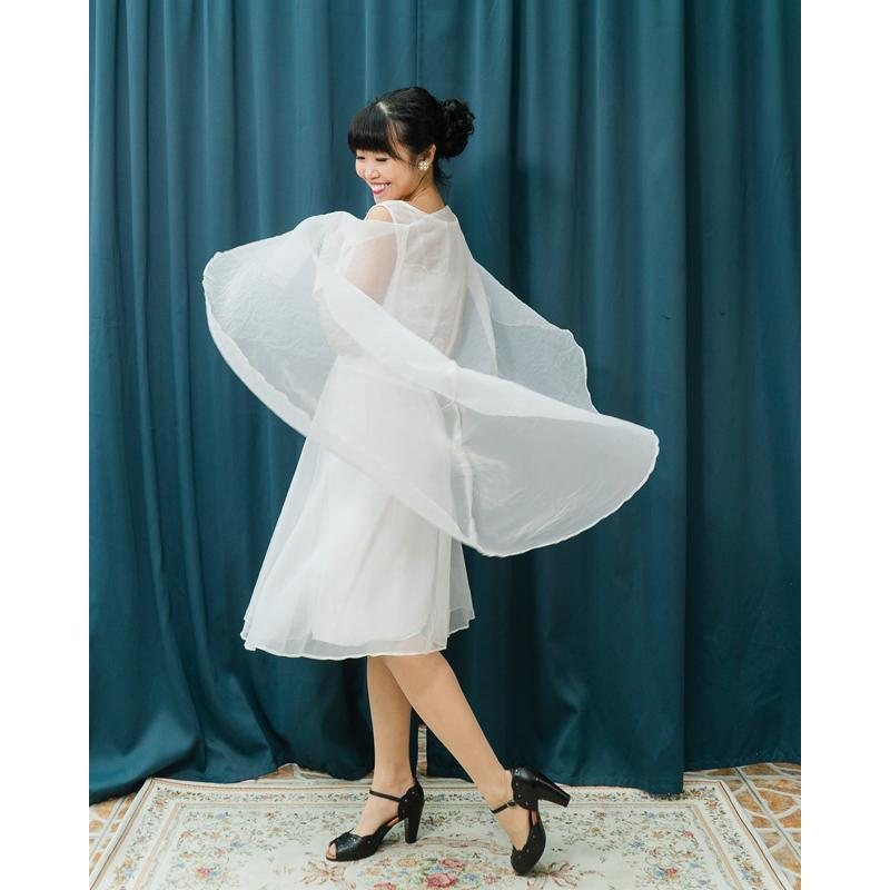 RARE! Vintage 1960s White Day Dress / 60s Wedding Dress with Veil from Canada(MT1228)