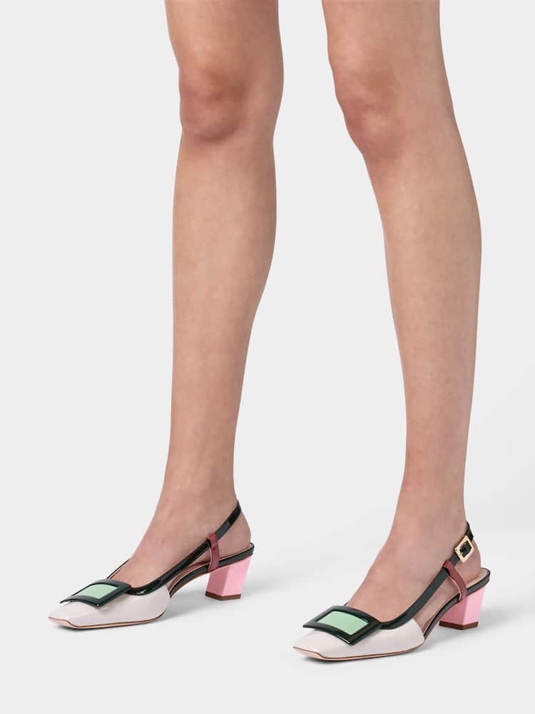 7月1-3日限時優惠💖新色🆕訂貨🍒RV 拼色漆皮4.5cm  Slingback  Size 36 37.5 41only