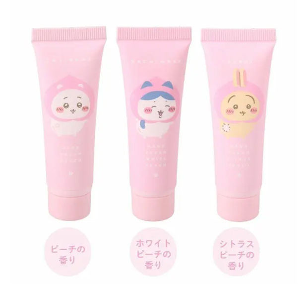 SHOBIDO 護手霜三件組 Chiikawa 吉伊卡哇 蜜桃系列 95g*3枝 (小可愛・小八貓・烏薩奇) 平行進口