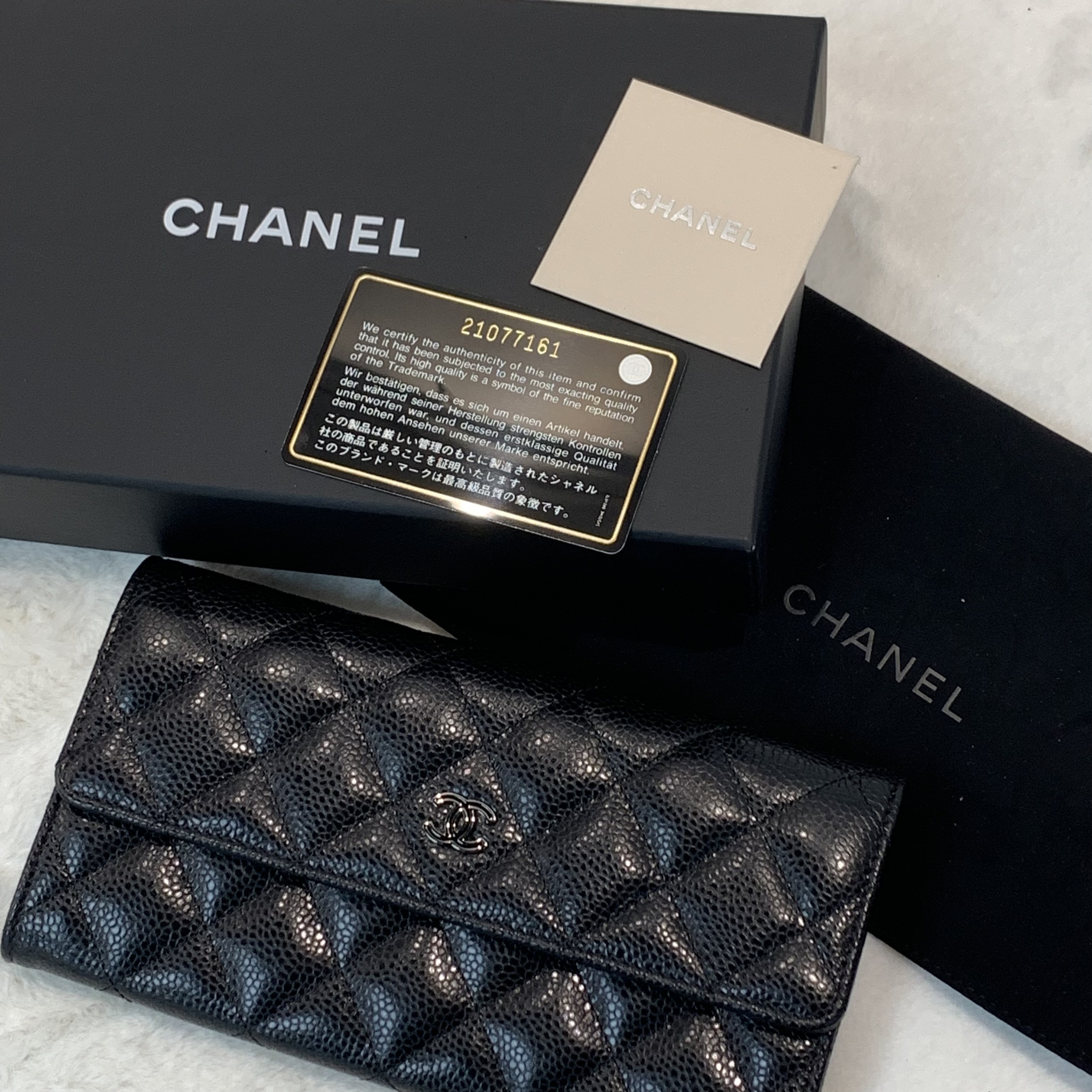 Chanel黑銀荔枝牛長銀包 wallet  超罕有荔枝紋