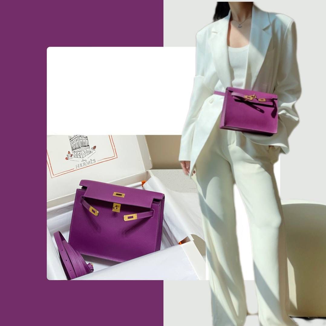 『海葵紫·金』 ‘’Kᴇʟʟʏ ᴅᴀɴsᴇ • Evercolor 🎀 时尚圈就是一个圆！ 最厉害的就是六种背法： 斜背、侧背、肩背、腰包、背包、手包 集美们一定要安排起来‼️ 22Cm