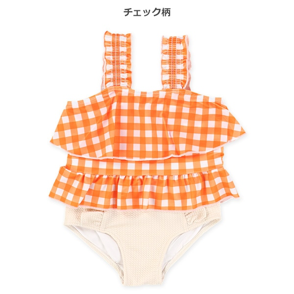 🇯🇵預訂 日本直送🇯🇵兩色格紋草莓櫻桃滿印分體泳衣