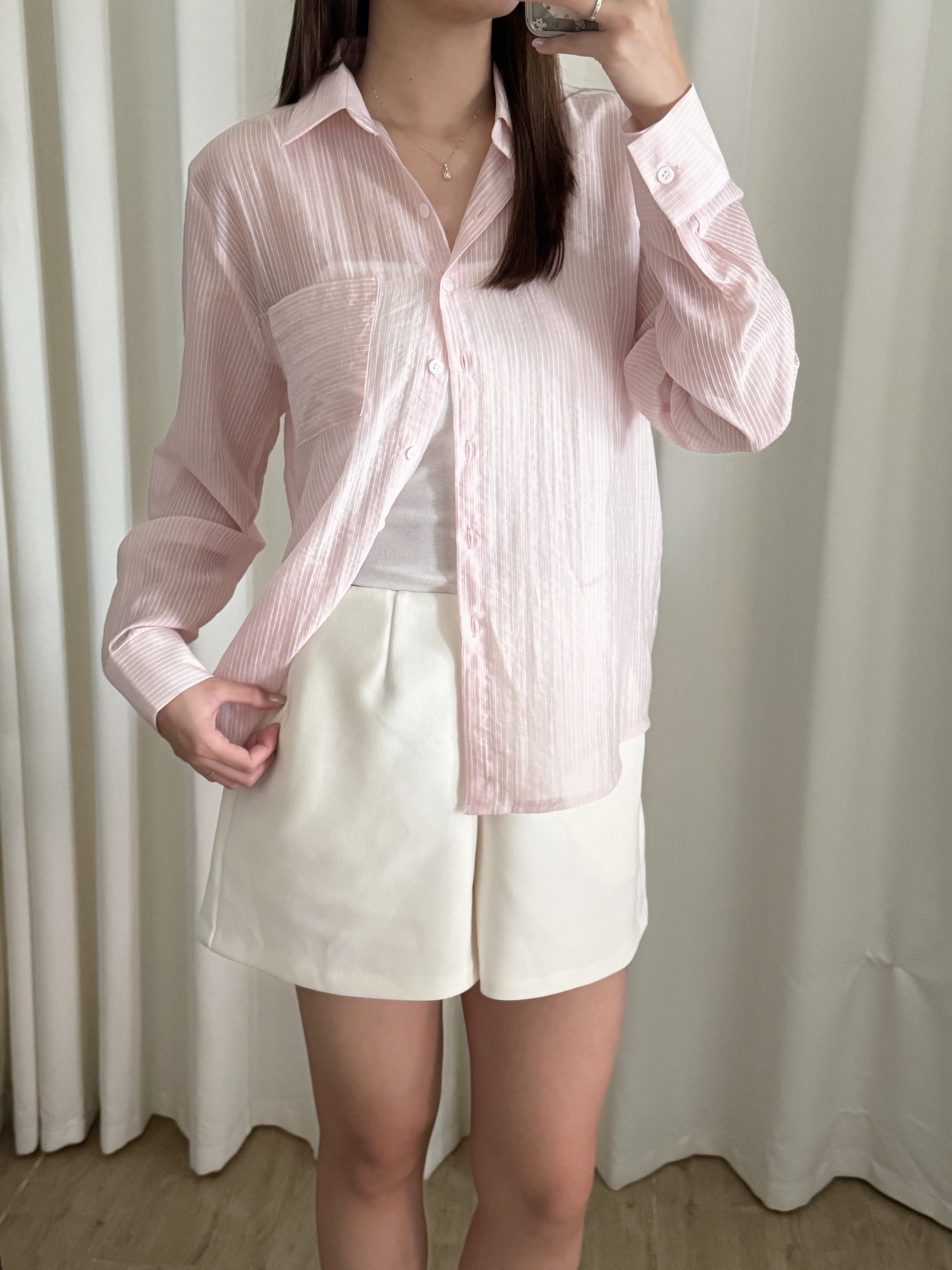 舒適天絲幼直紋襯衫(四色入)