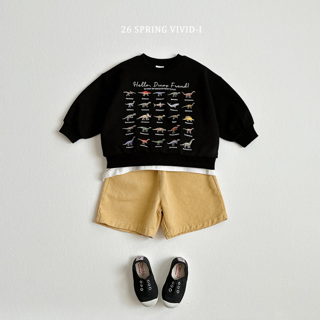 🌸預訂 韓國直送🌸🇰🇷VIVIDI三色迷你恐龍印花寬鬆衛衣