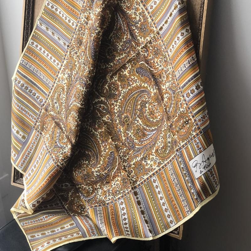 C.a. 1970s Paisley Pattern B Agnes du Paris Designer Neck Scarf(MT382)