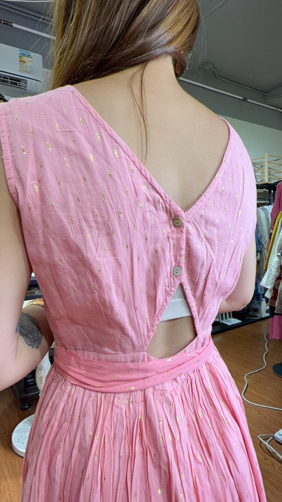 2492 Pink Orange sunset gradient Sleeveless Belt OP 45"