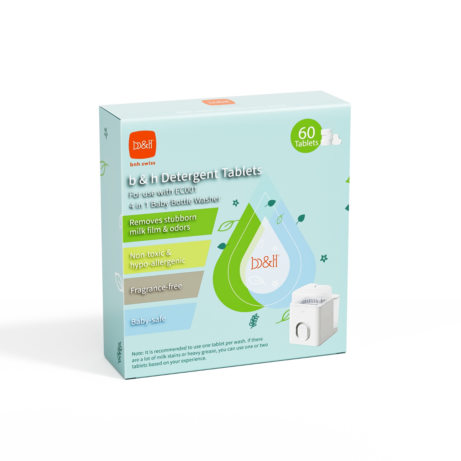 b&h 奶瓶清洗機清潔片 (60粒)
