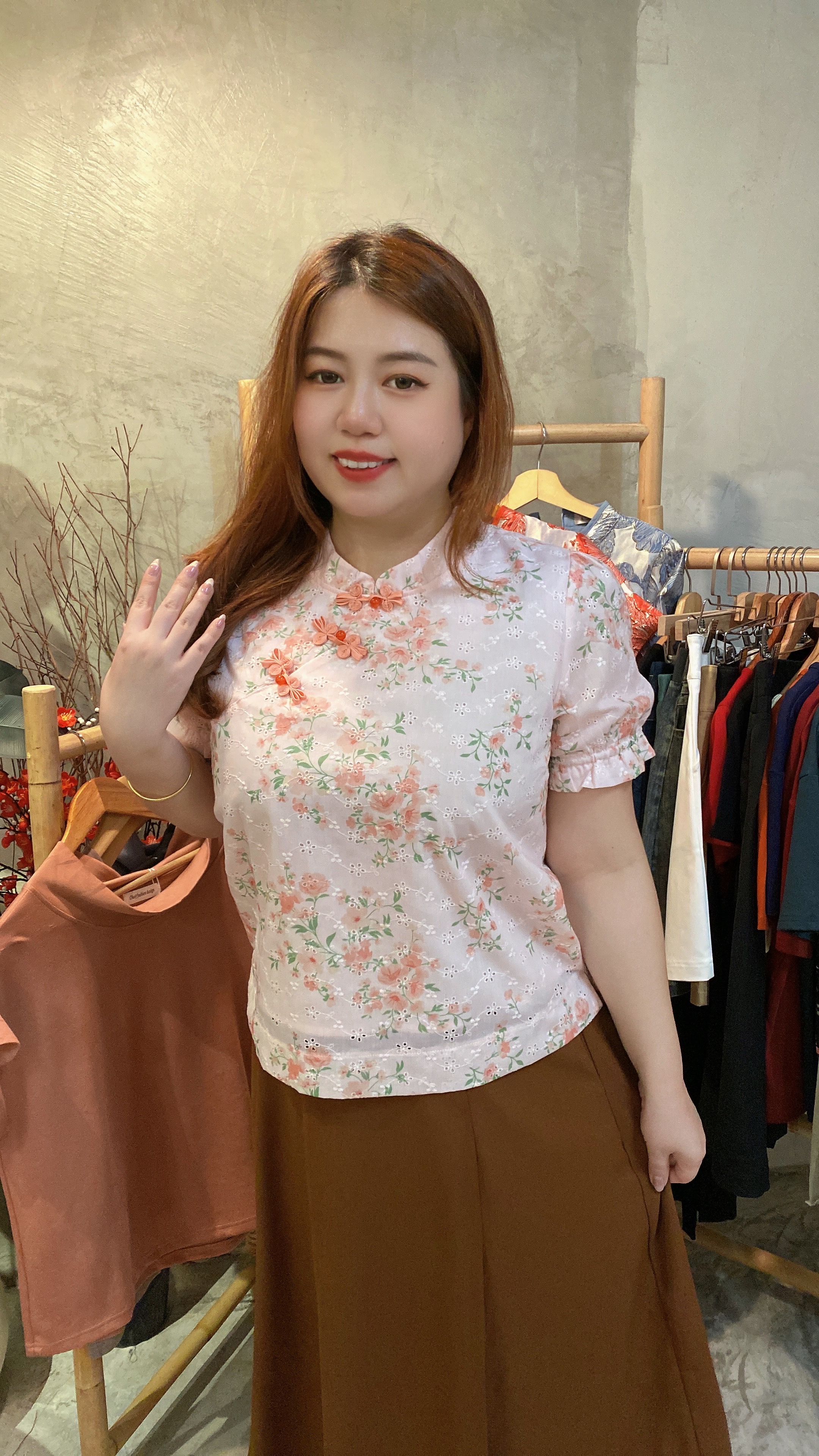 🧧4580号-新年款甜美碎花旗袍上衣