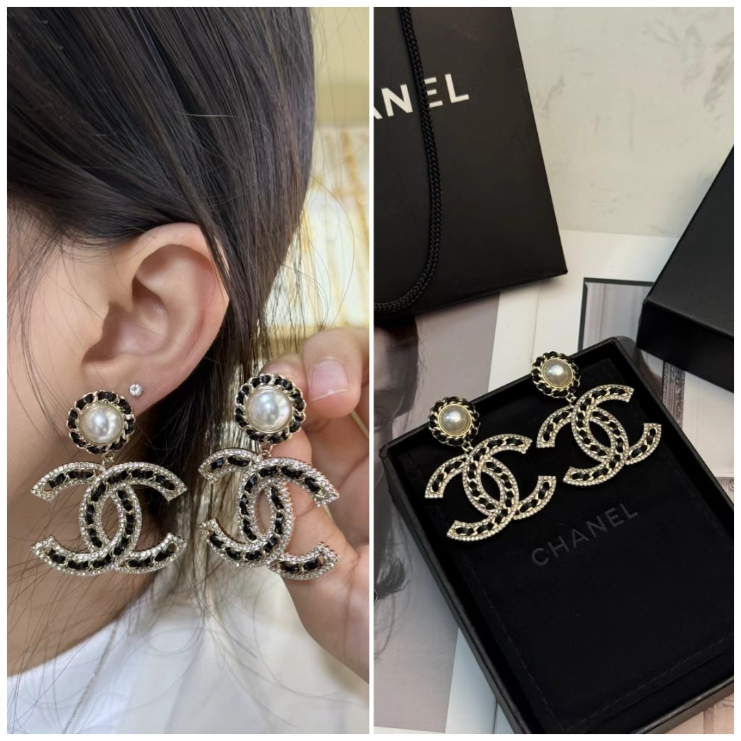 CHANEL 經典標誌CC珍珠耳環