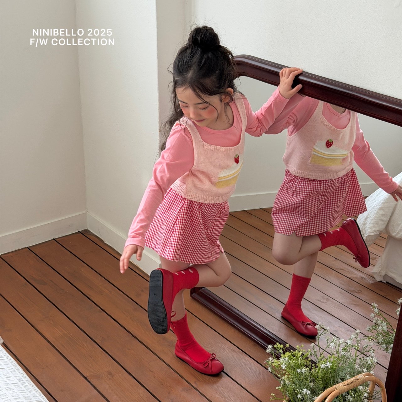 Ninibello | Check skirt (Red M100-110)