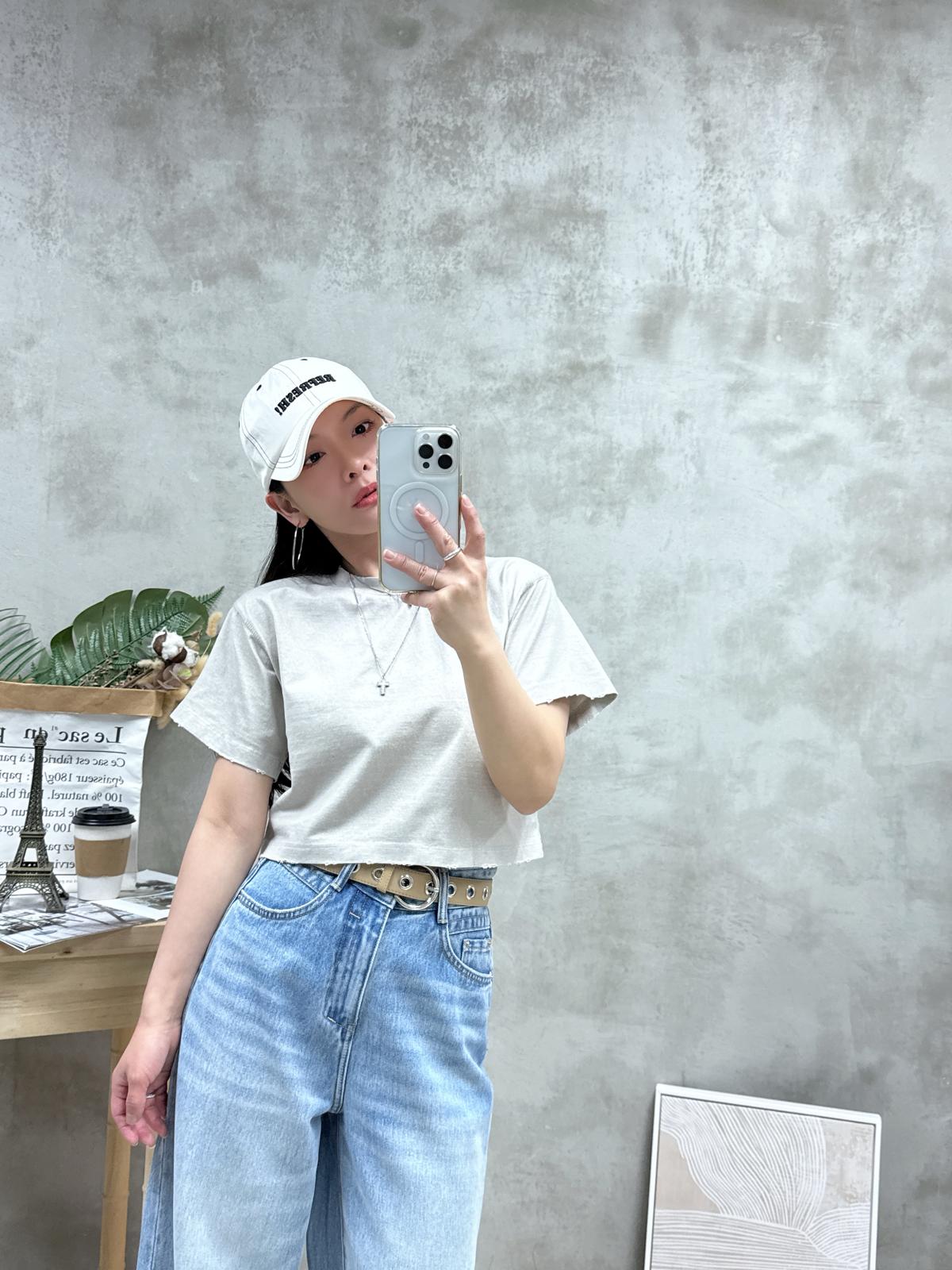 石磨爛洗水棉短Tee