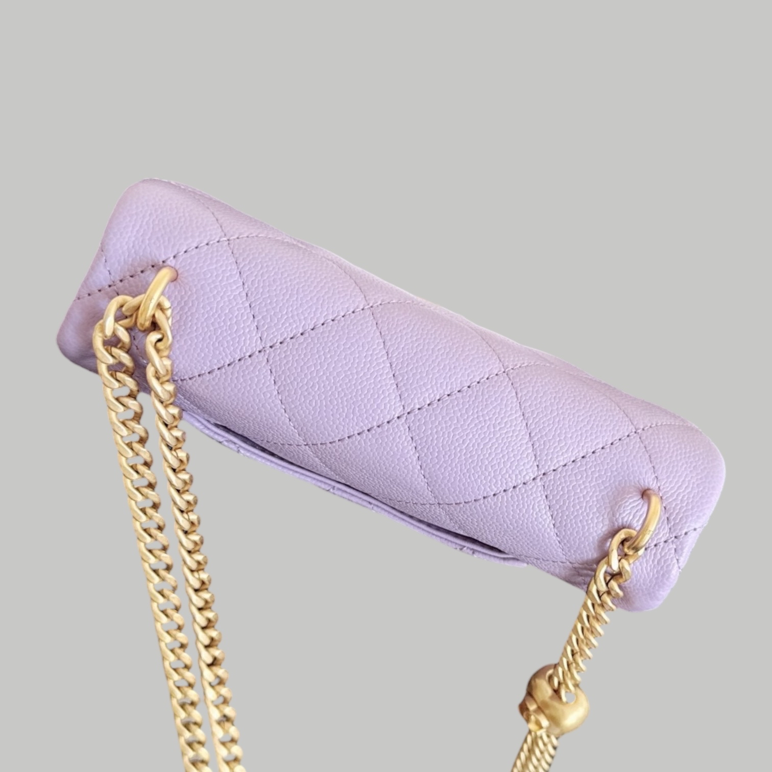 Chanel Caviar 紫色荔枝皮心形調節扣