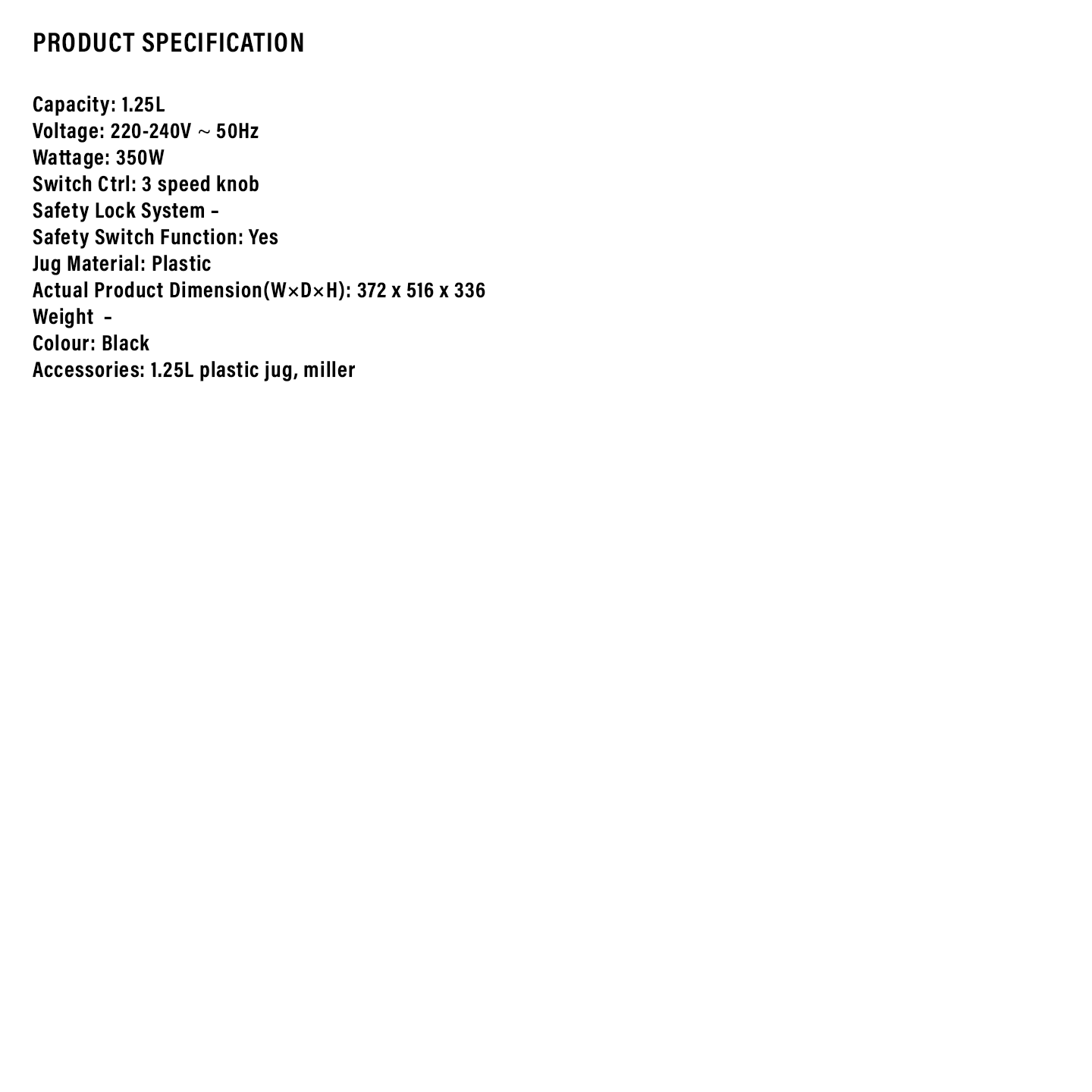 Sharp 1.25L Blender with Dry Mill (EM131BK)