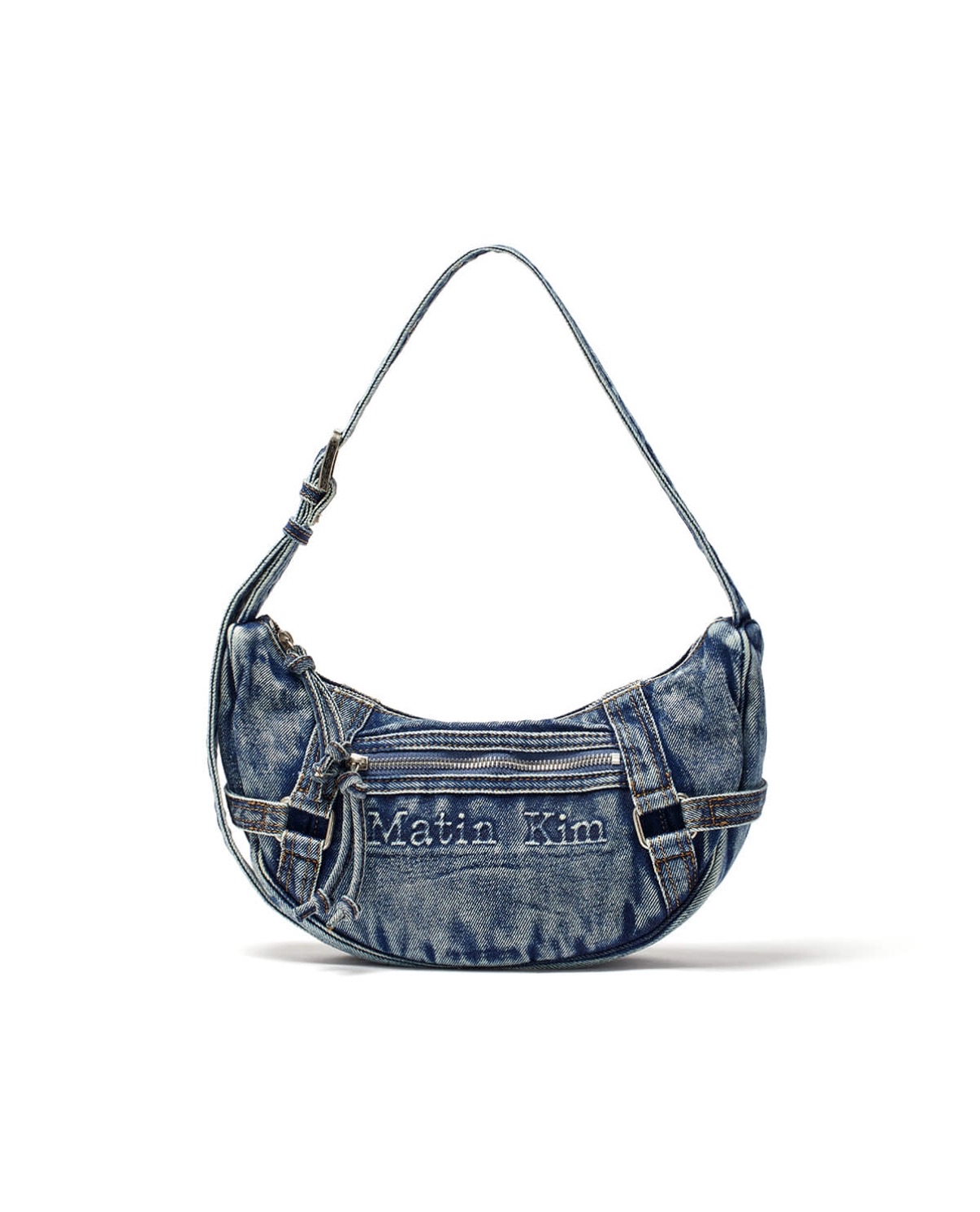 MATINKIM直播限時折扣 MATIN WASHED DENIM MINI HOBO BAG IN BLUE