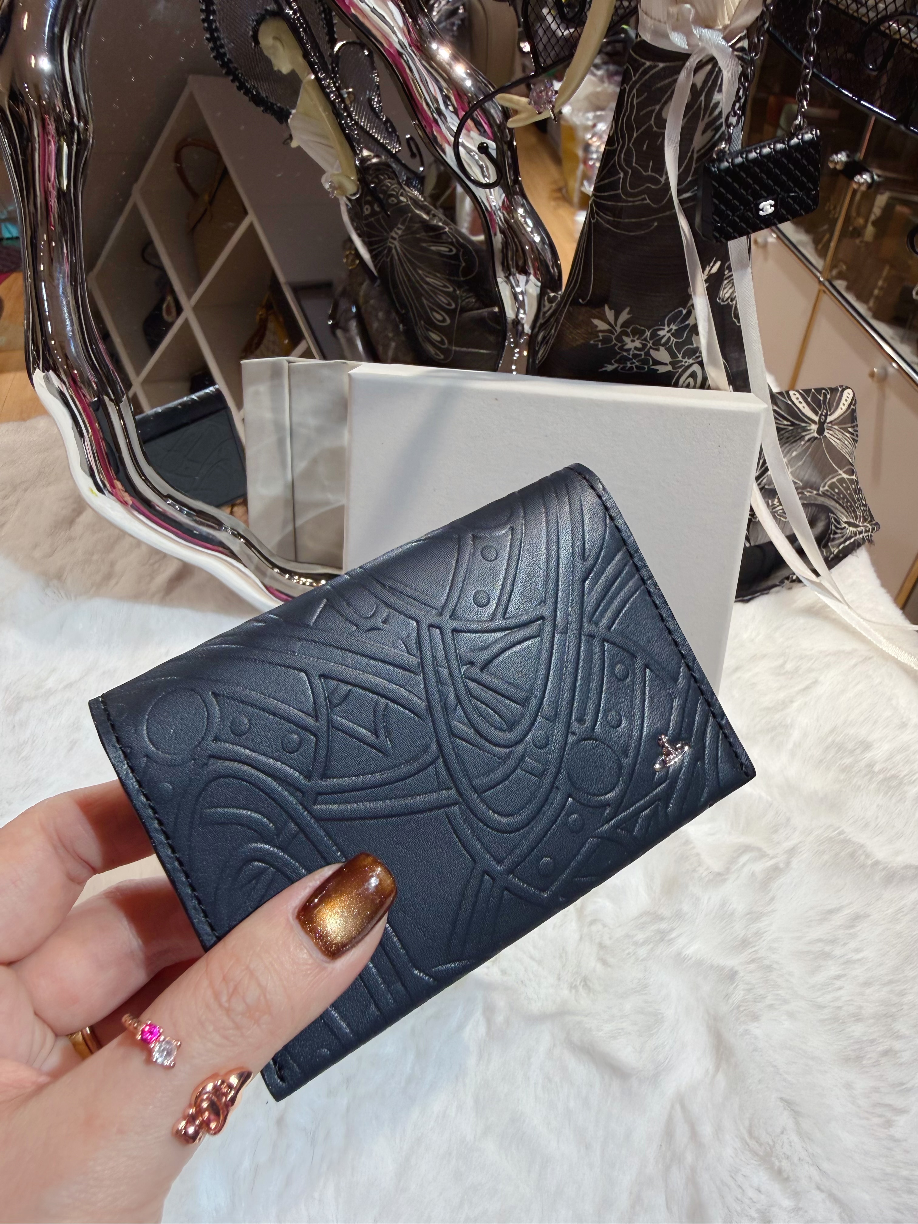 VW flap card holder ord leather/blk