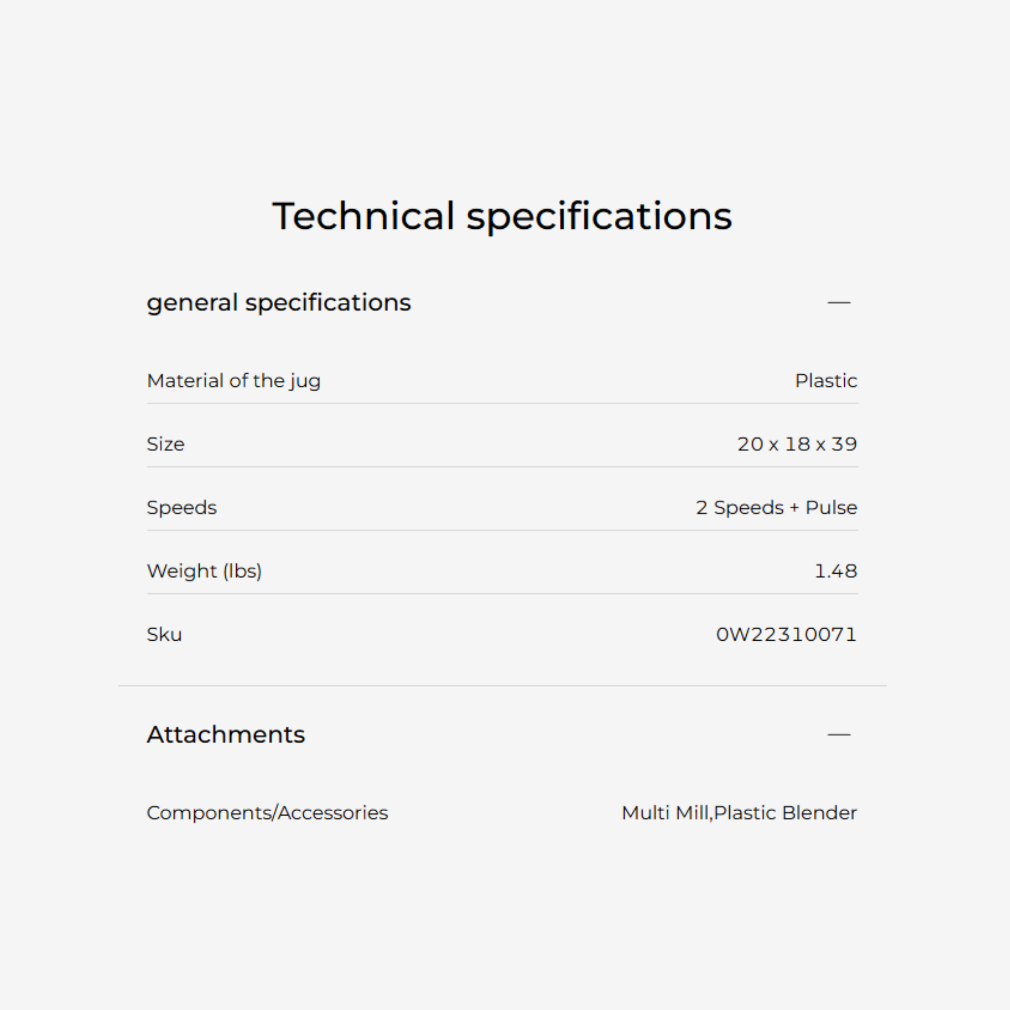 Kenwood 1.5L 400W Blender with Mill White (BLP10.A0WH)