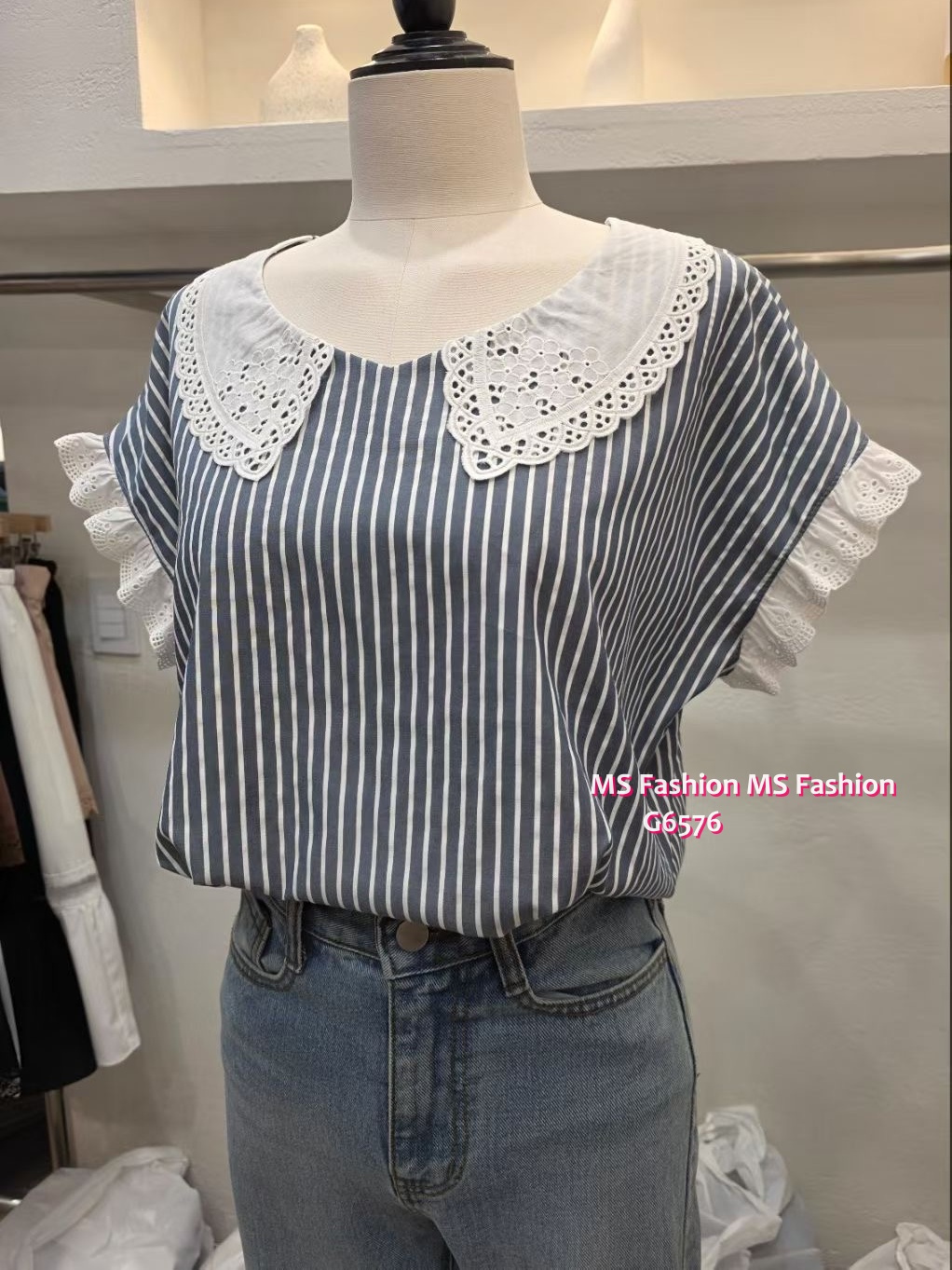 G6576 通花條子top