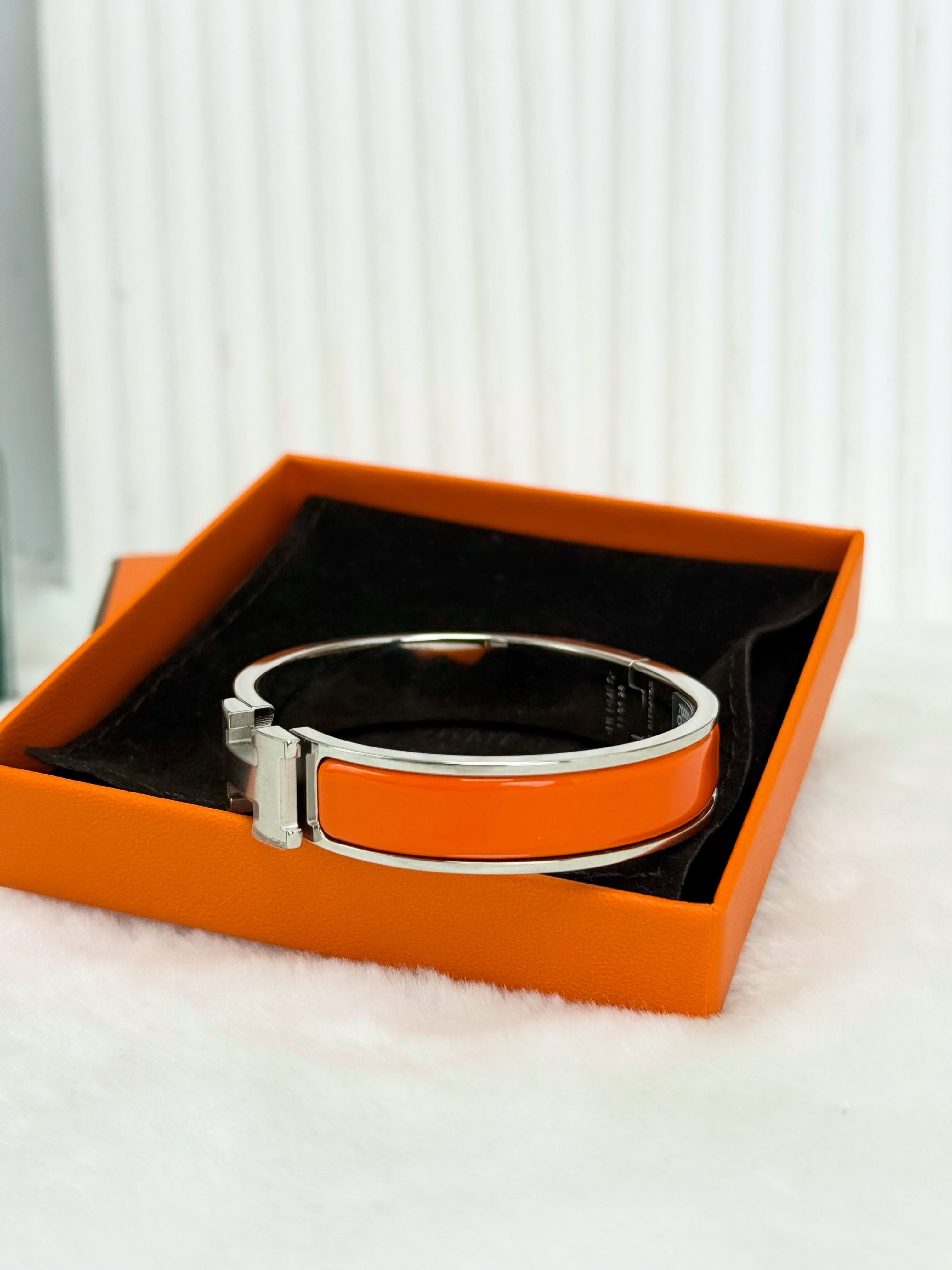 Hermes 💥未使用品❣️銀色橙色H手鈪 有盒有塵袋🧡 