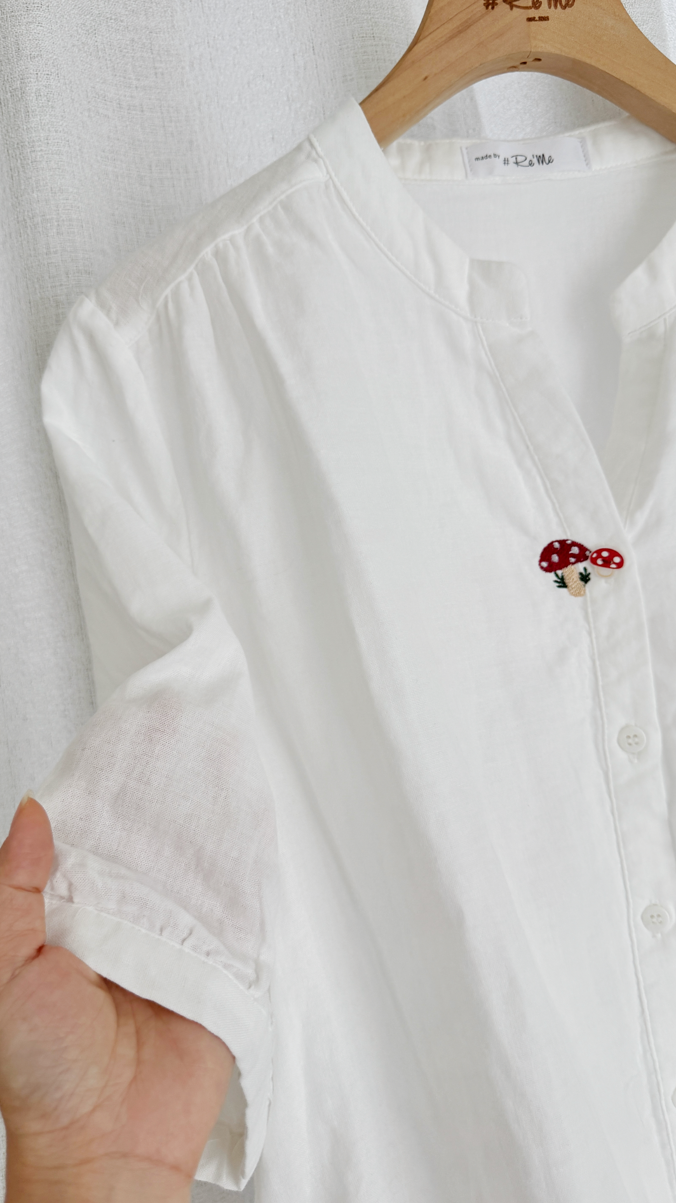 【Re‘Me Tiny Stitch 】日系手工蘑菇刺绣衬衫（下单后2-5天制作）