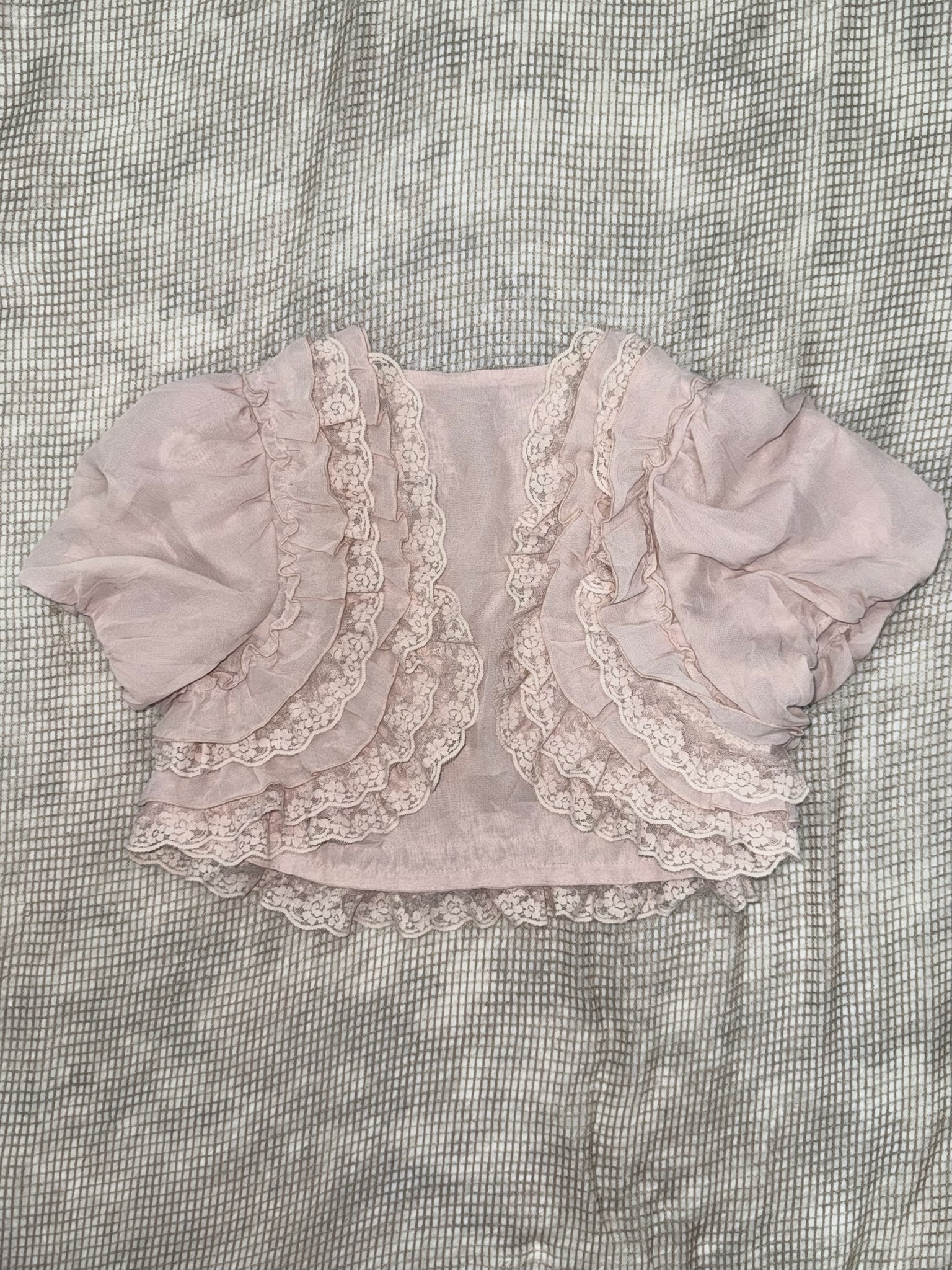 Pink Puff Sleeve Cropped Bolero