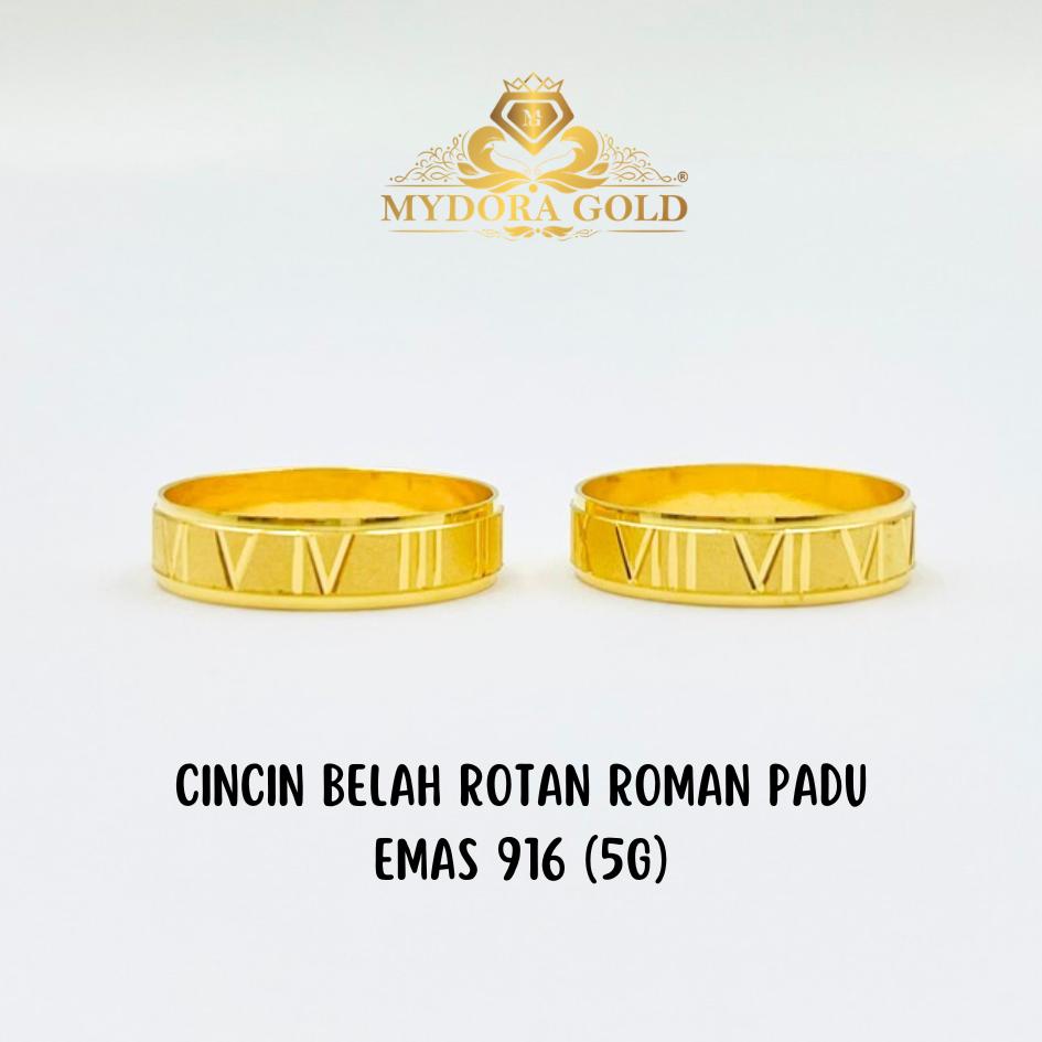 MYDORA Cincin Belah Rotan Roman Padu l EMAS 916/22K