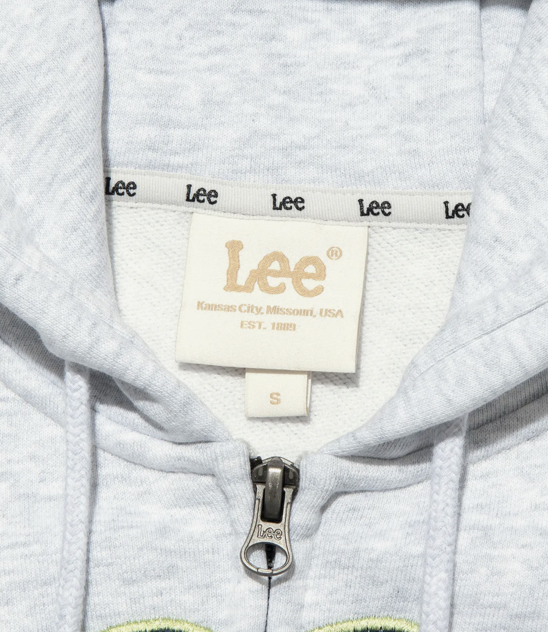 韓國版 LEE 淺灰色 短版連帽 衛衣外套