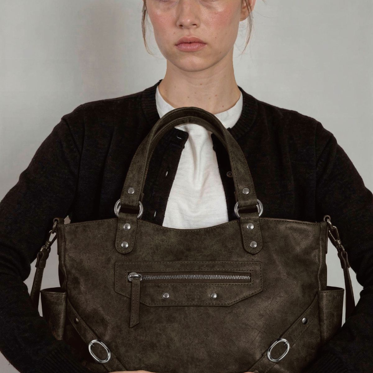 [限時優惠][ANOETIC] ANC STUD RING BAG - BROWN