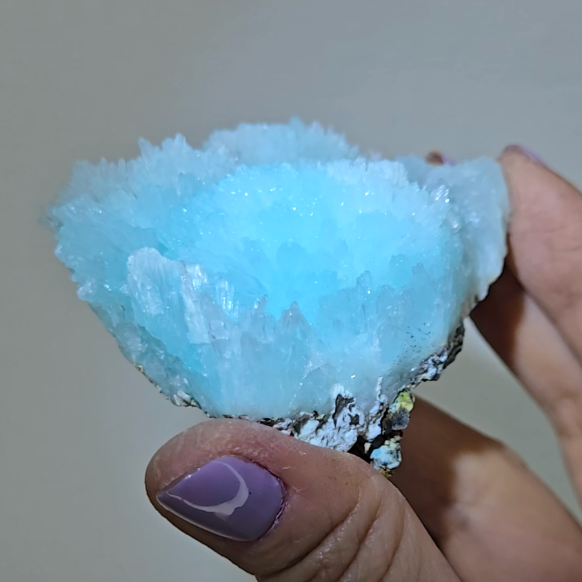 Blue aragonite needle cluster with flower buds - AR45