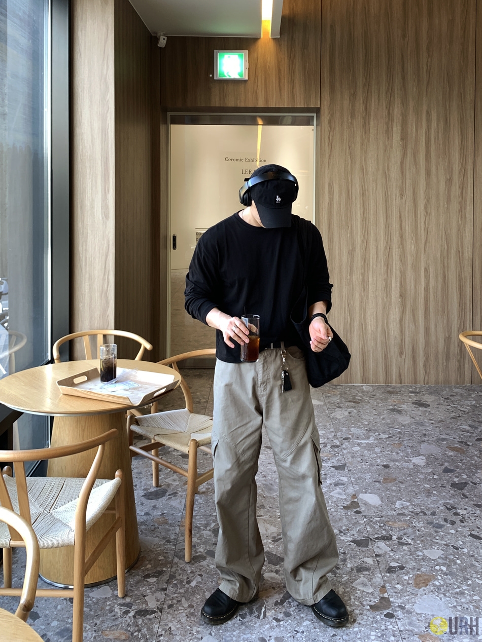 【100%保證韓國直送】立體拼接斜紋剪裁寬鬆洗水工裝褲 👖 [2 color] RL114466