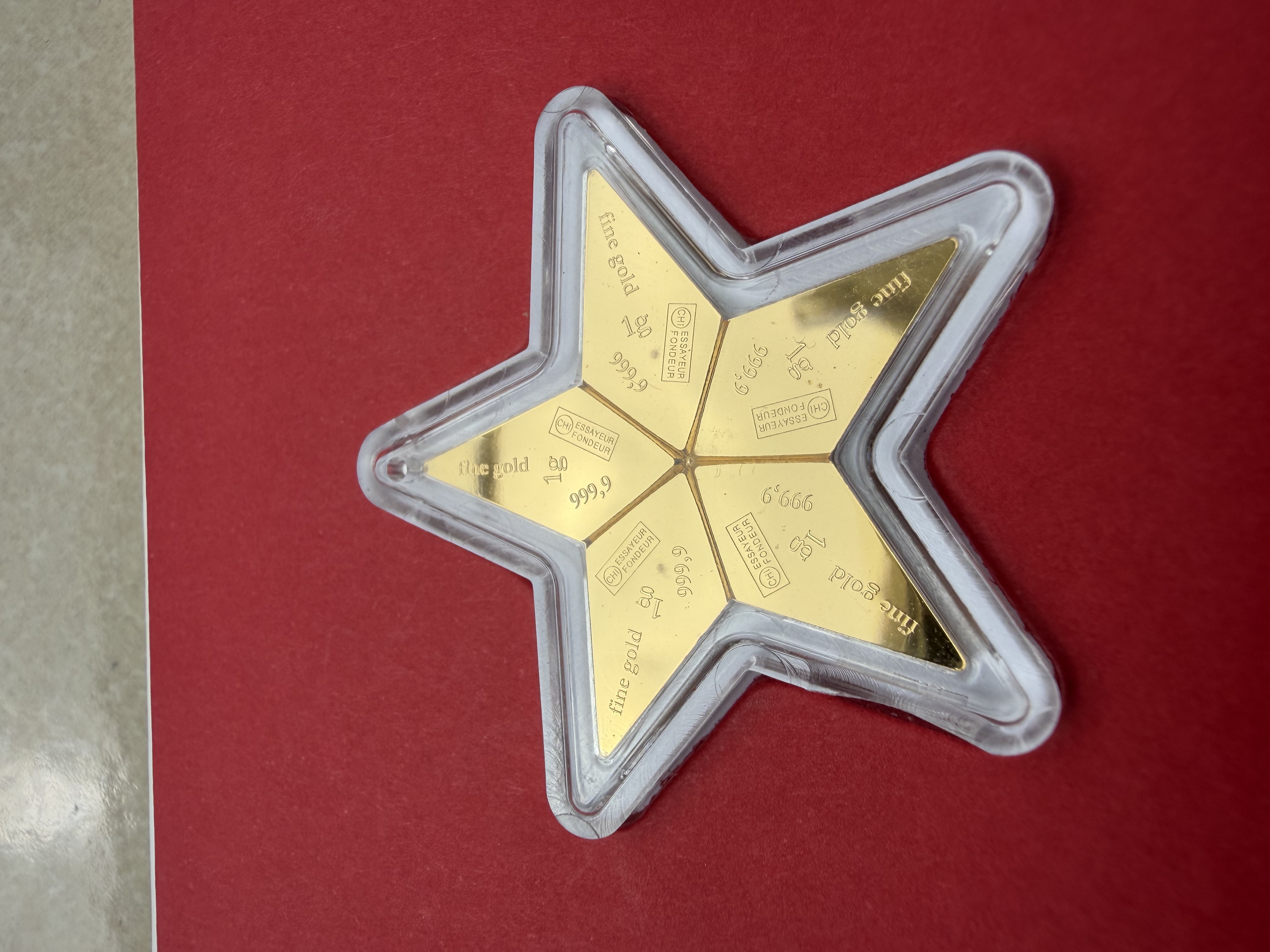 VALCAMBI 🇨🇭CombiBar Glittering Star 5g Swiss Gold Bar Emas 999.9 (5x1g) 五角星星