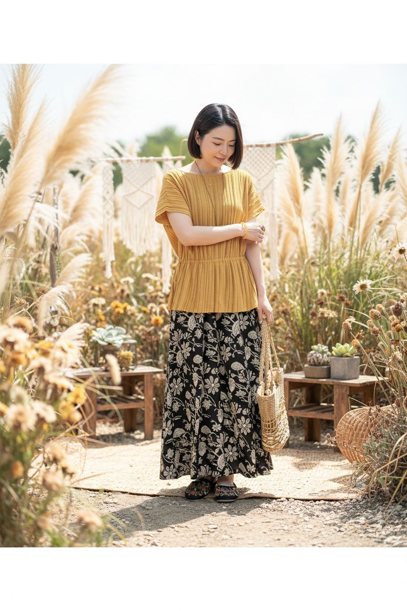 520 Black with White Print Skirt