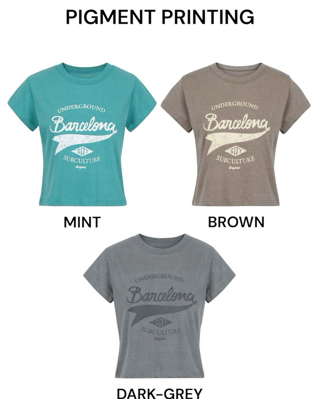 純色印字短裝tee