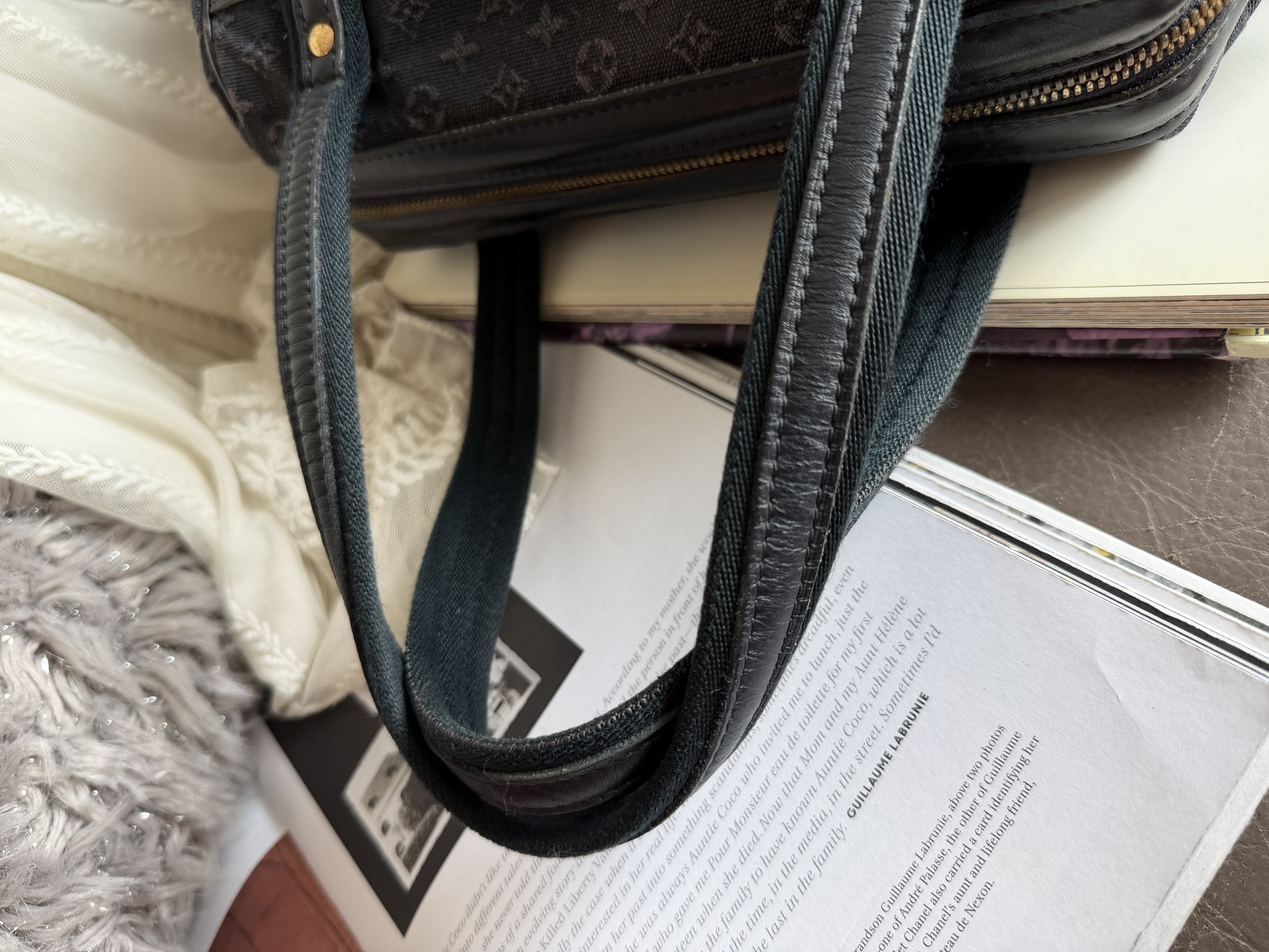 Vintage louis vuitton navy denim Monogram Mini Lin Josephine PM 