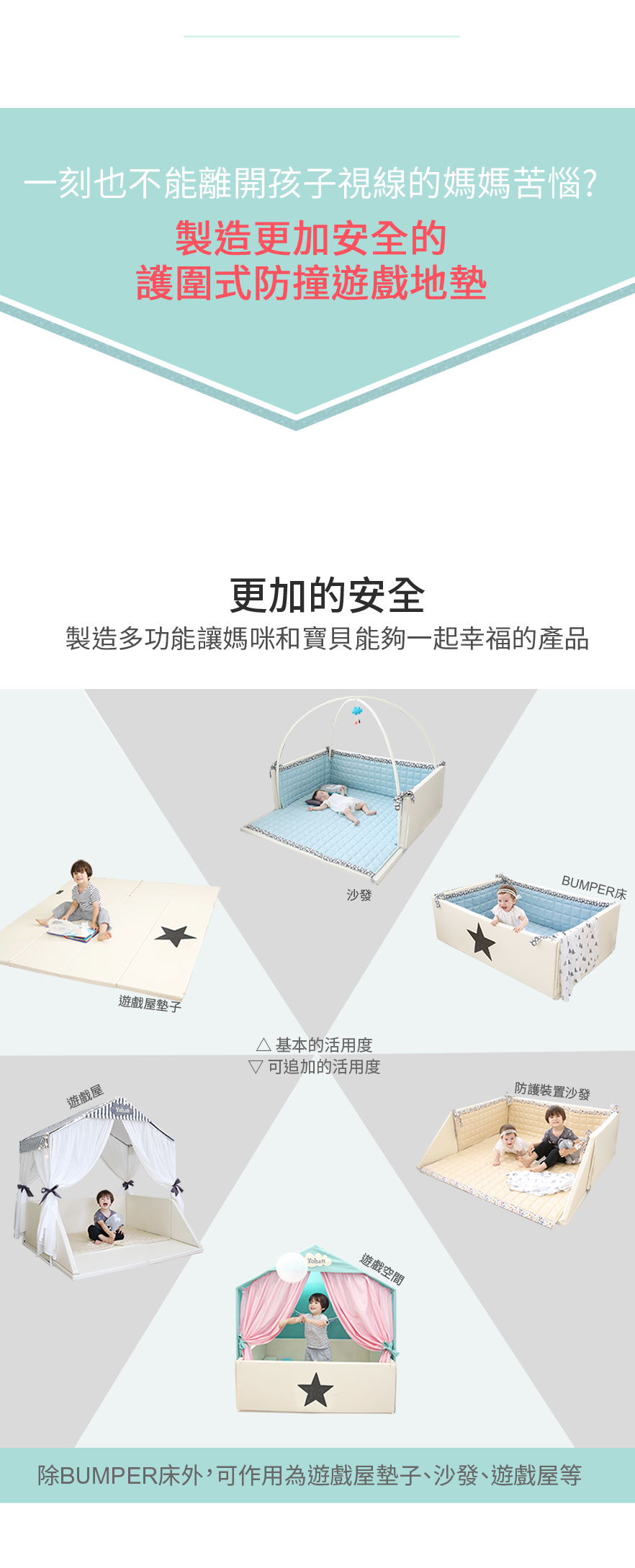 *預購; 確認付款後7-10日內發貨* Ggumbi Bumper Mat多功能圍欄地墊式嬰兒床 (象牙白色+黃墊)(付款後14日內發貨)